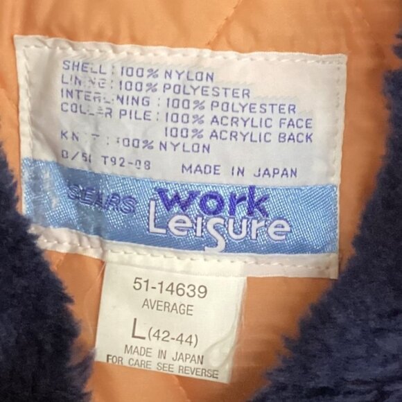 Vintage Sears Aviator Bomber Jacket Faux Fur Collar Quilted‎ Lining - Size Large - Picture 7 of 8